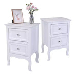 Comodino bianco in MDF con 2 cassetti, set da 2