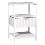 Comodino da 38 cm con 1 cassetto, 2 ripiani e presa di corrente USA