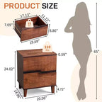 Comodino Marrone in MDF con 2 Cassetti – 51 cm
