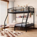 Metal Twin Over Full Bunk Bed Frame, Heavy Duty Space-Saving Design with Ladder and Safety Guardrail, Rounded Edges for Kids, Teens, Dorm Rooms