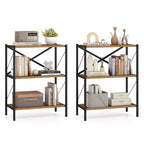 Costway 2PCS 3-Tier Bookshelf Industrial Bookcase w/ Heavy-Duty Metal FrameBook Holder
