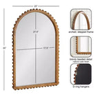 Specchio da parete ad arco con cornice in legno perlinato, Marrone rustico, 20x30