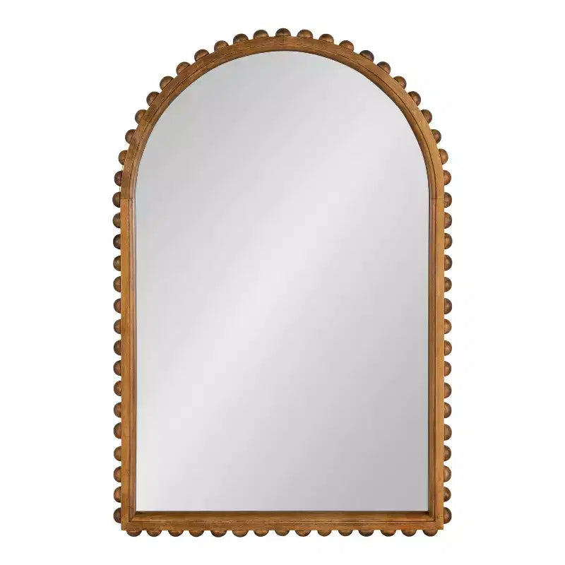 Specchio da parete ad arco con cornice in legno perlinato, Marrone rustico, 20x30