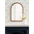 Specchio da parete ad arco con cornice in legno perlinato, Marrone rustico, 20x30