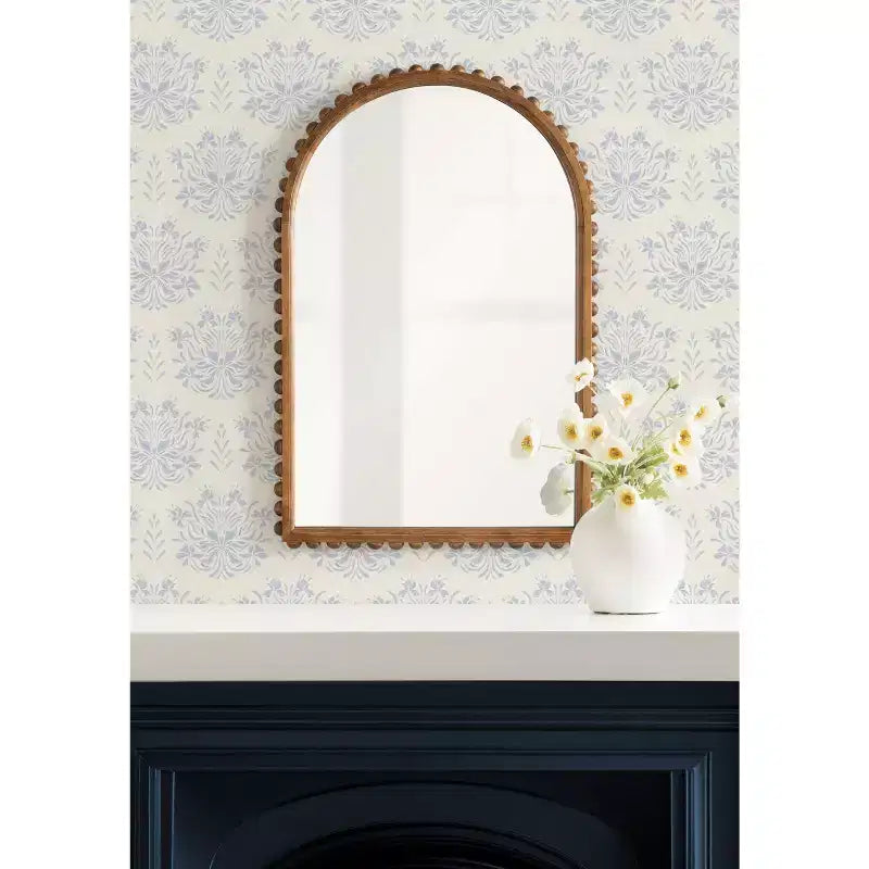 Specchio da parete ad arco con cornice in legno perlinato, Marrone rustico, 20x30