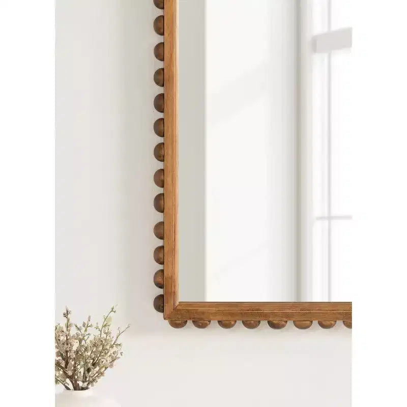 Specchio da parete ad arco con cornice in legno perlinato, Marrone rustico, 20x30