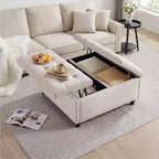Grande pouf contenitore quadrato con piano sollevabile