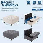 Grande pouf contenitore quadrato con piano sollevabile