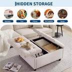 Grande pouf contenitore quadrato con piano sollevabile