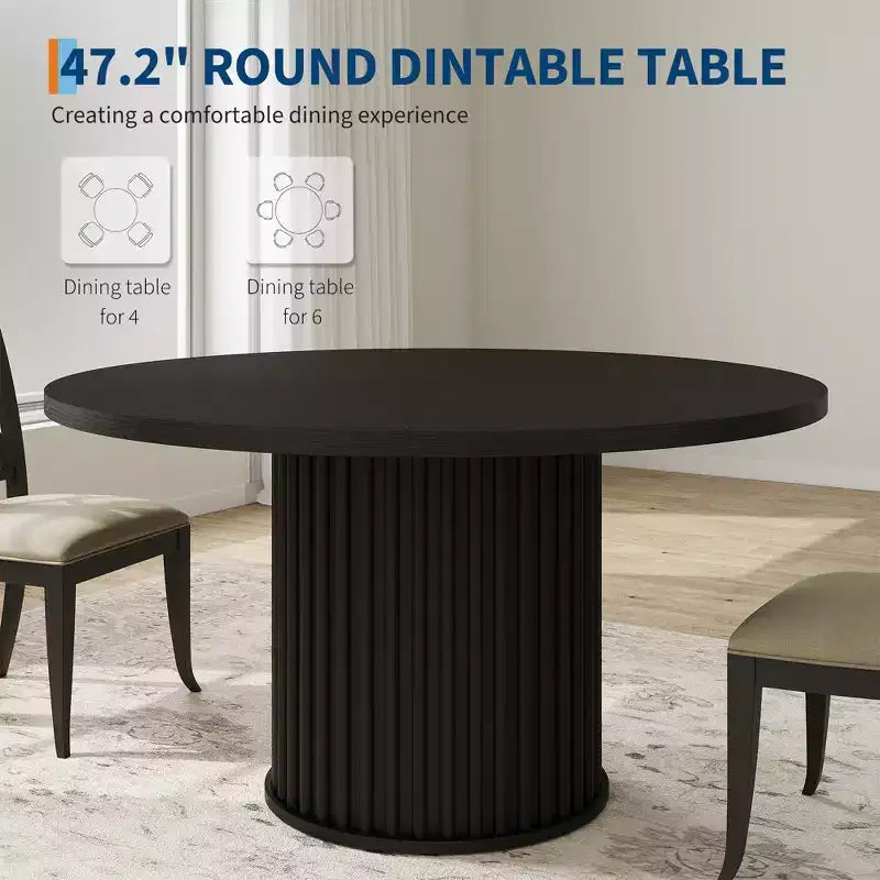 Tavolo da pranzo rotondo da 47 pollici con base a piedistallo