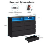 Cassettiera a 6 cassetti con illuminazione LED alla base e porte di ricarica integrate – Set da 2