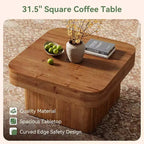 Tavolino da caffè quadrato da 31,5" in legno massiccio – Stile rustico, marrone anticato