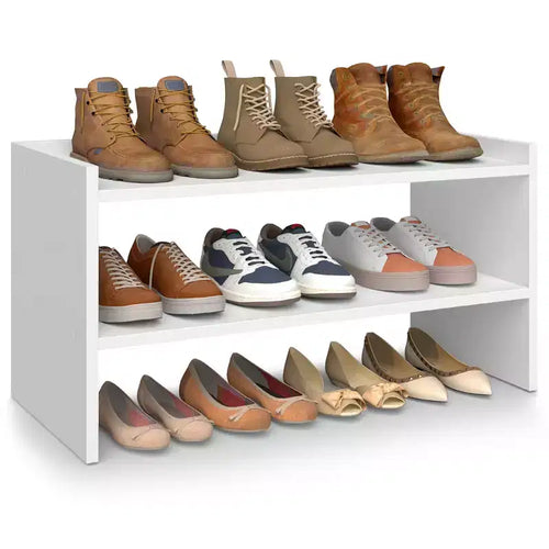 VASAGLE Shoe Rack for Closet, Stackable Shoe Organizer Shelf for Entryway, 2 Tiers, 11.7 x 24.4 x 14.2 Inches, White