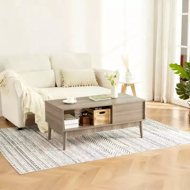 Tavolino da Salotto con Cassetto Contenitore e Ripiano Aperto