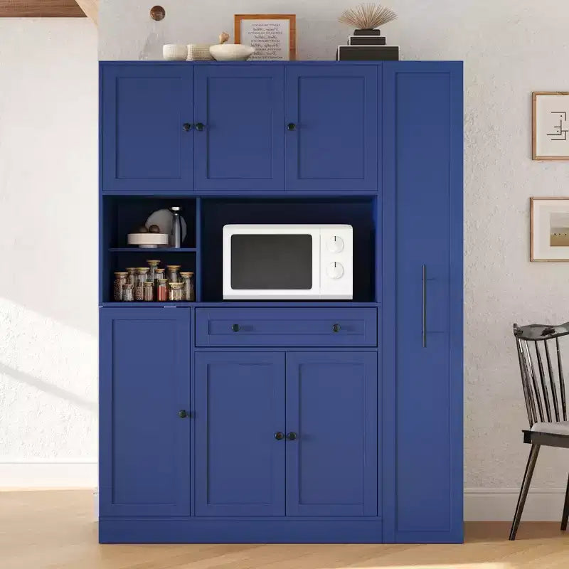 Dispensa da Cucina con Credenza e Colonna Estraibile Laterale