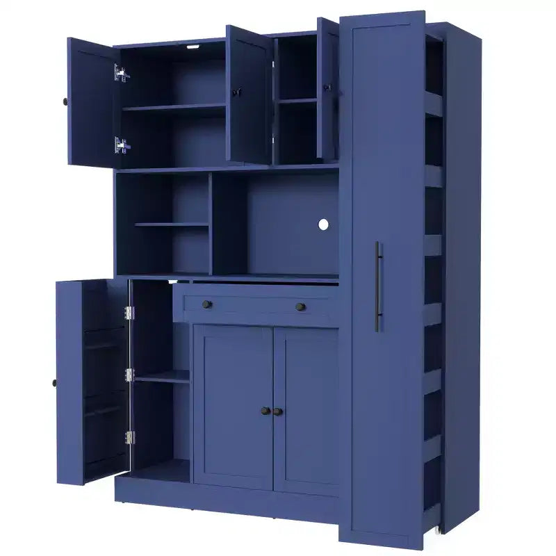 Dispensa da Cucina con Credenza e Colonna Estraibile Laterale