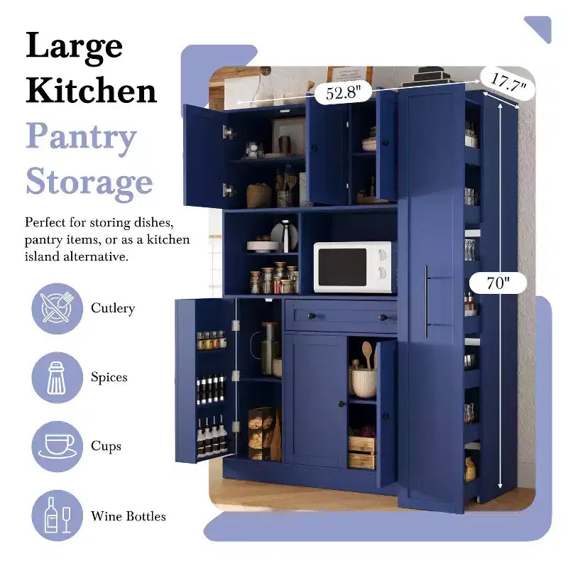 Dispensa da Cucina con Credenza e Colonna Estraibile Laterale