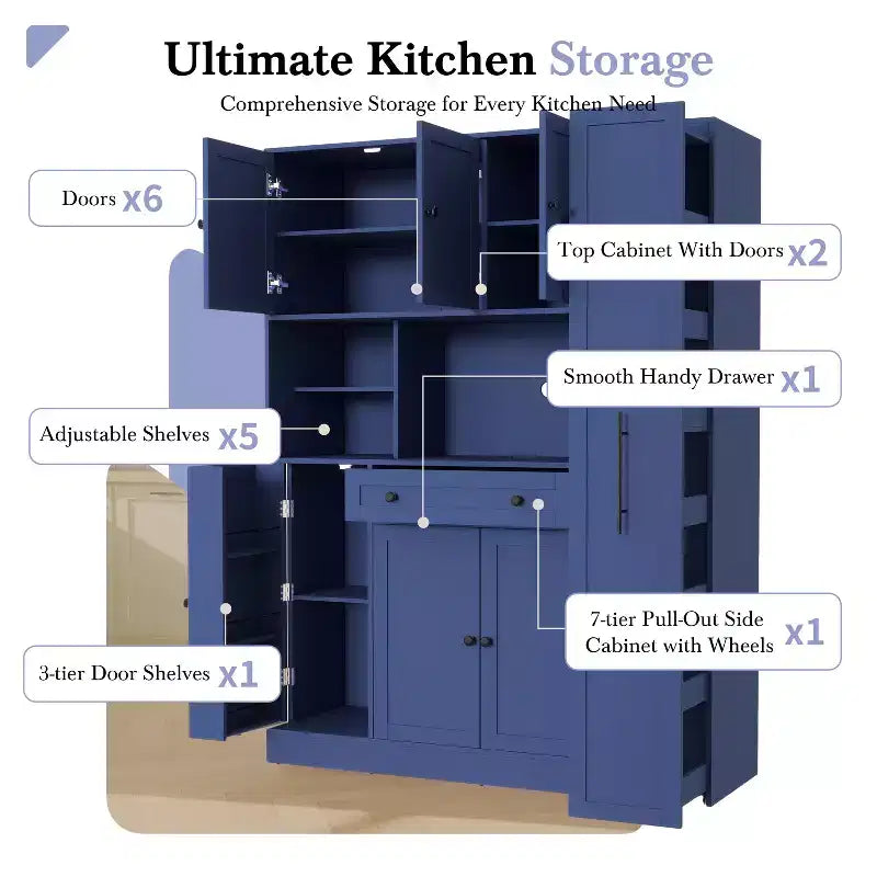 Dispensa da Cucina con Credenza e Colonna Estraibile Laterale