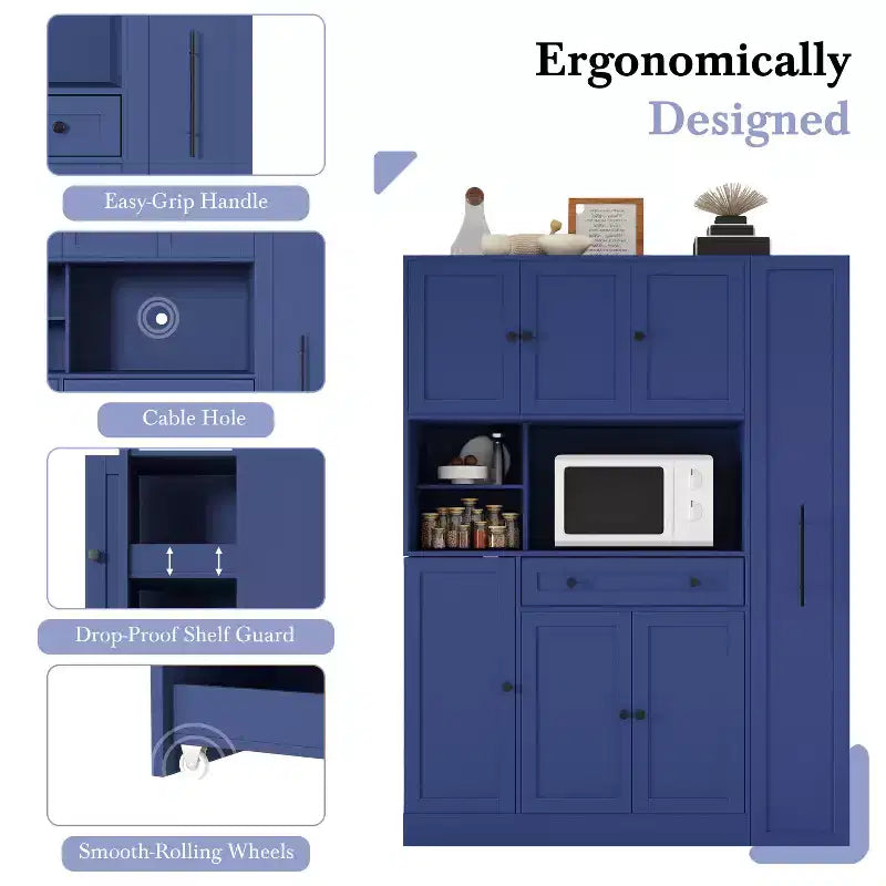 Dispensa da Cucina con Credenza e Colonna Estraibile Laterale