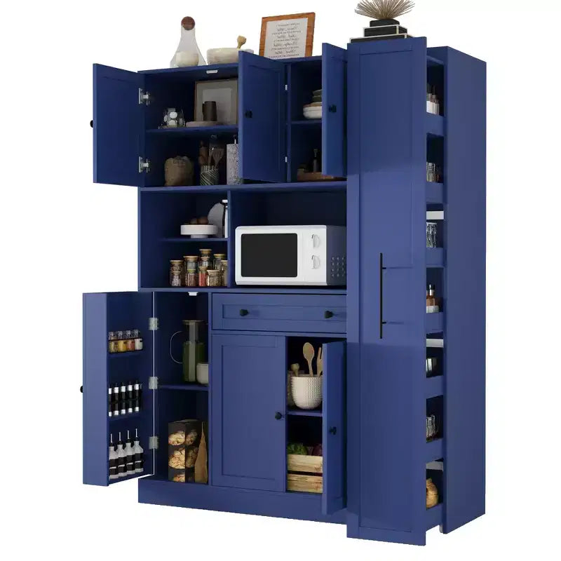 Dispensa da Cucina con Credenza e Colonna Estraibile Laterale