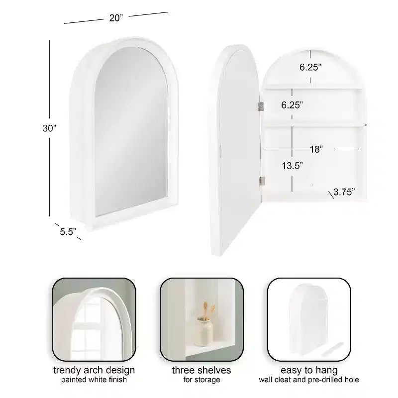 Mobiletto specchiera ad arco con contenitore