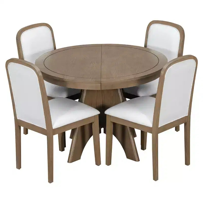 Set da pranzo allungabile con 4 sedie imbottite