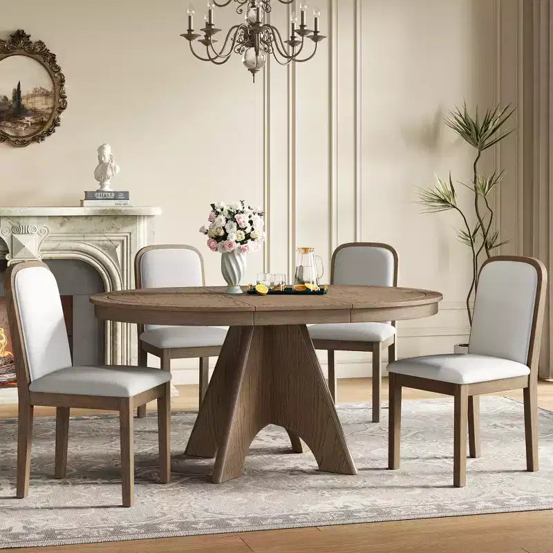 Set da pranzo allungabile con 4 sedie imbottite
