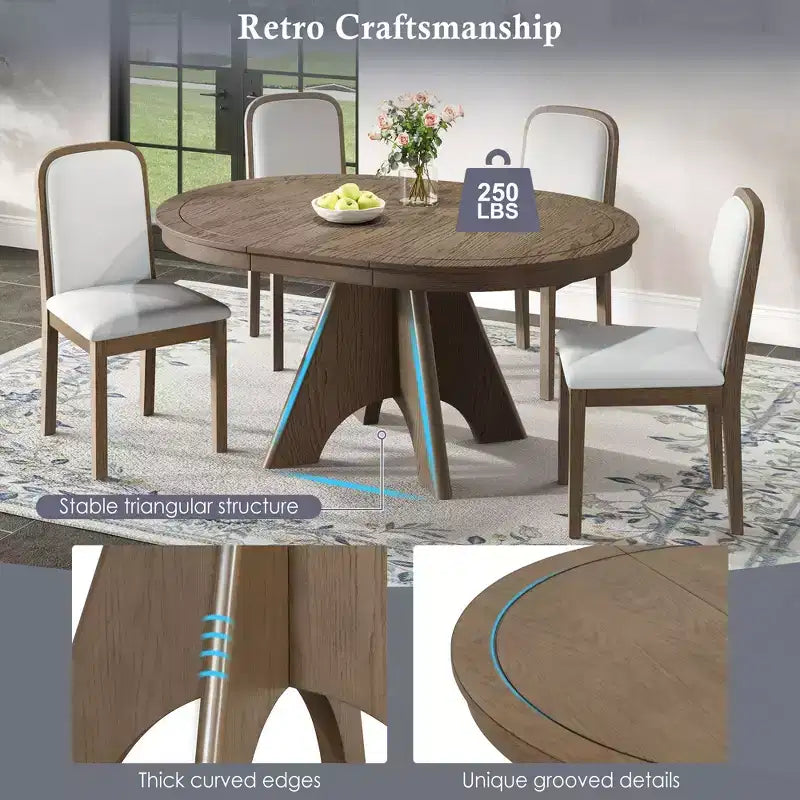 Set da pranzo allungabile con 4 sedie imbottite