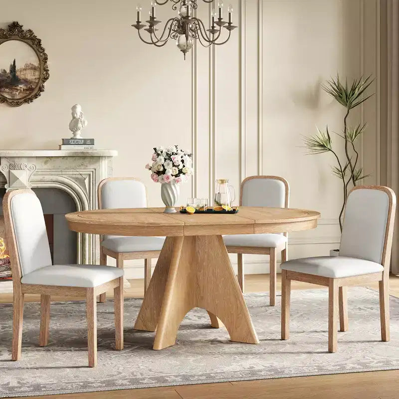 Set da pranzo allungabile con 4 sedie imbottite