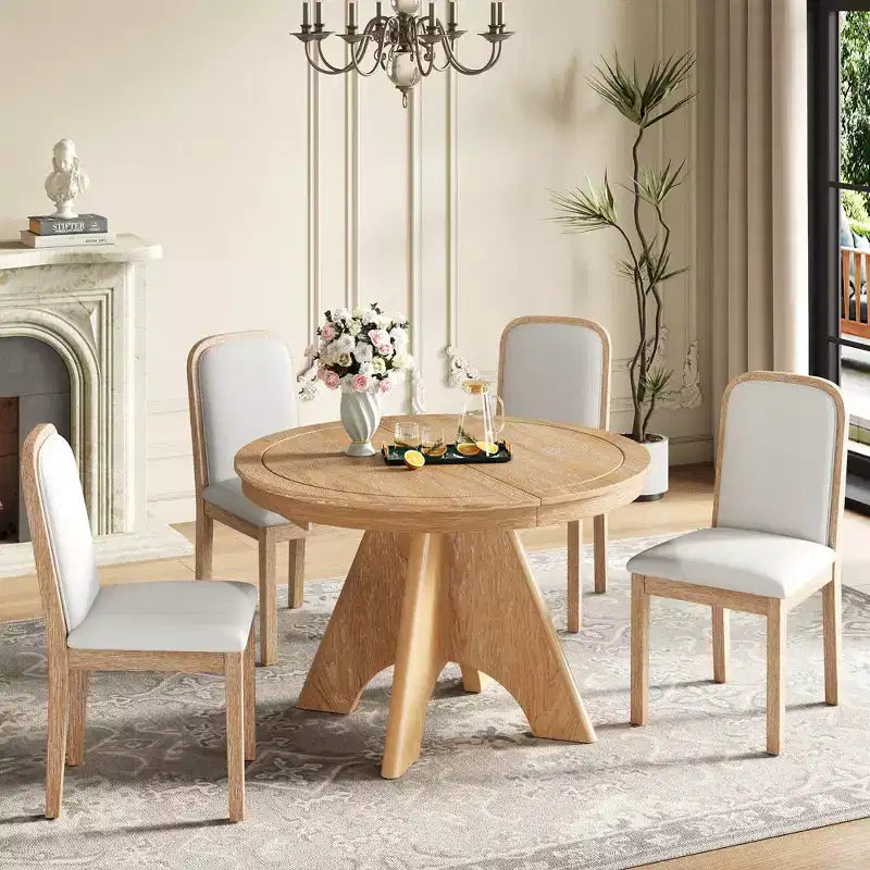 Set da pranzo allungabile con 4 sedie imbottite
