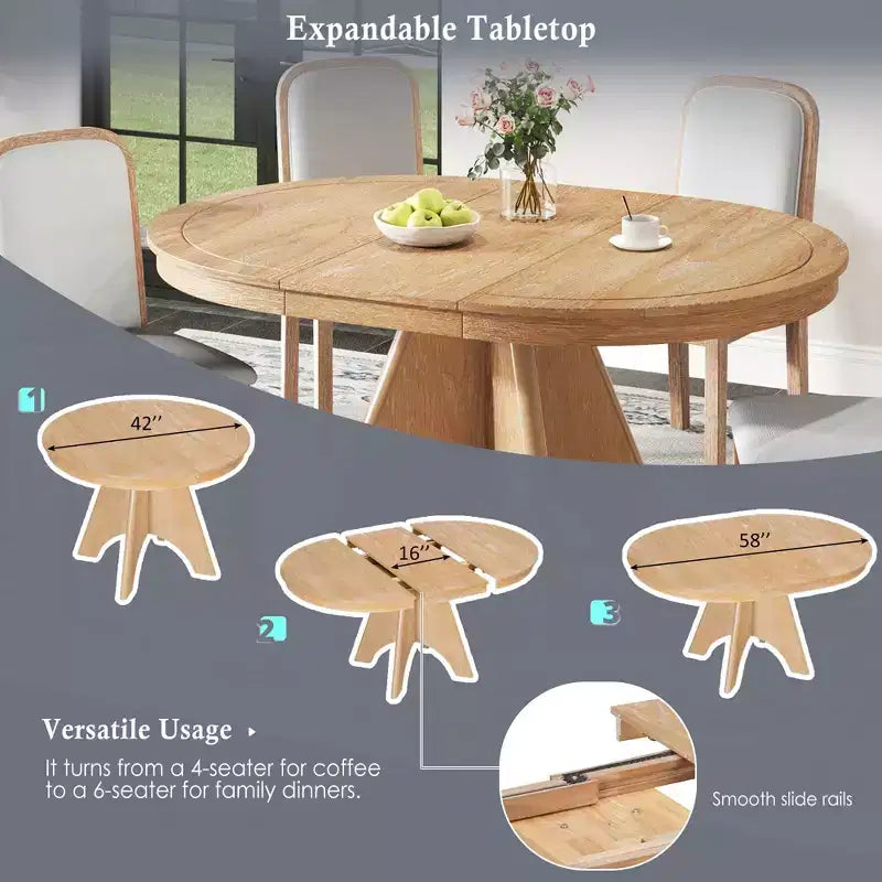 Set da pranzo allungabile con 4 sedie imbottite