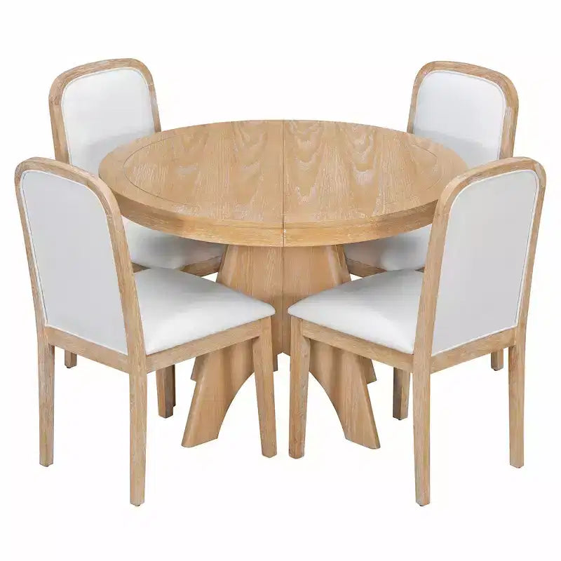 Set da pranzo allungabile con 4 sedie imbottite