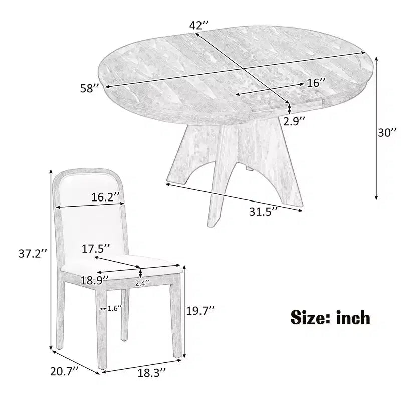 Set da pranzo allungabile con 4 sedie imbottite