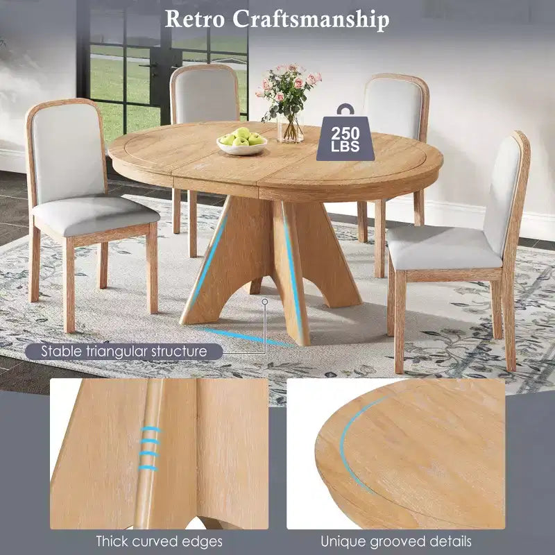 Set da pranzo allungabile con 4 sedie imbottite