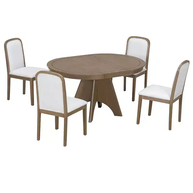 Set da pranzo allungabile con 4 sedie imbottite