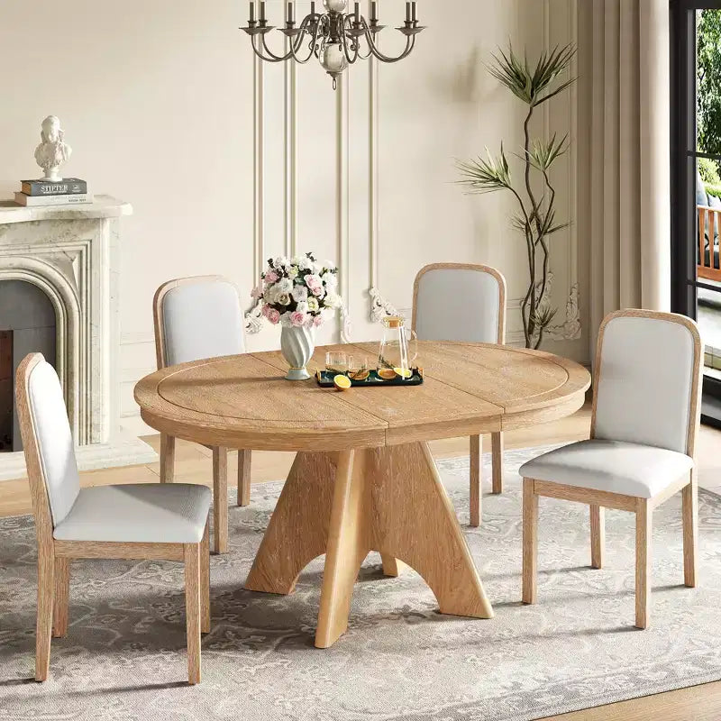 Set da pranzo allungabile con 4 sedie imbottite
