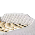 Letto a una piazza e mezza imbottito con cassetti portaoggetti, letto estraibile e luci LED