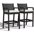 Outdoor Bar Stools Set of 2, Armrests and Cushions, Comfortable Seating, All-Weather Barstools, for Balcony, Garden, Pool, Deck