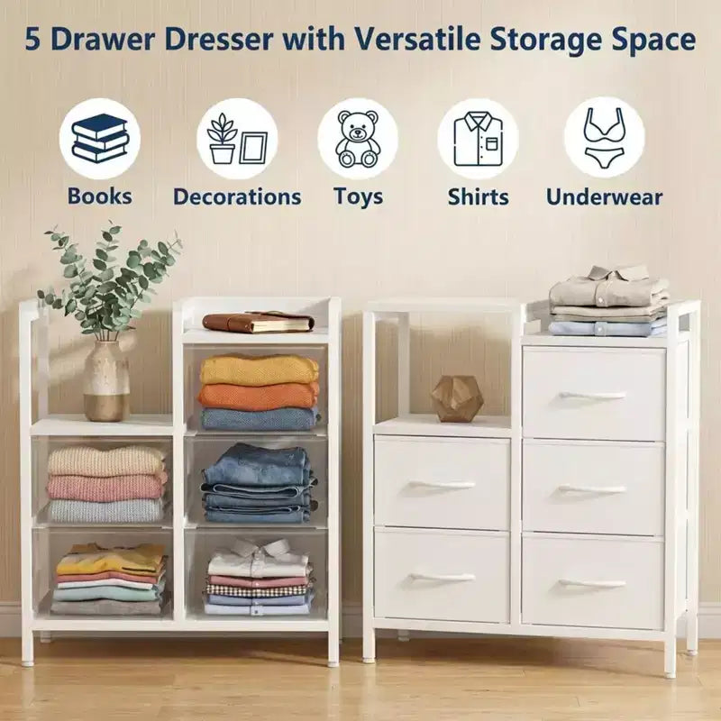 Cassettiera portadocumenti mobile a 5 cassetti con ripiano aperto