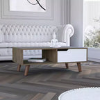 Oslo Coffee Table 2.0, Four Stylish Legs One Drawer Open Shelf Superior Top Living Room Storage Table