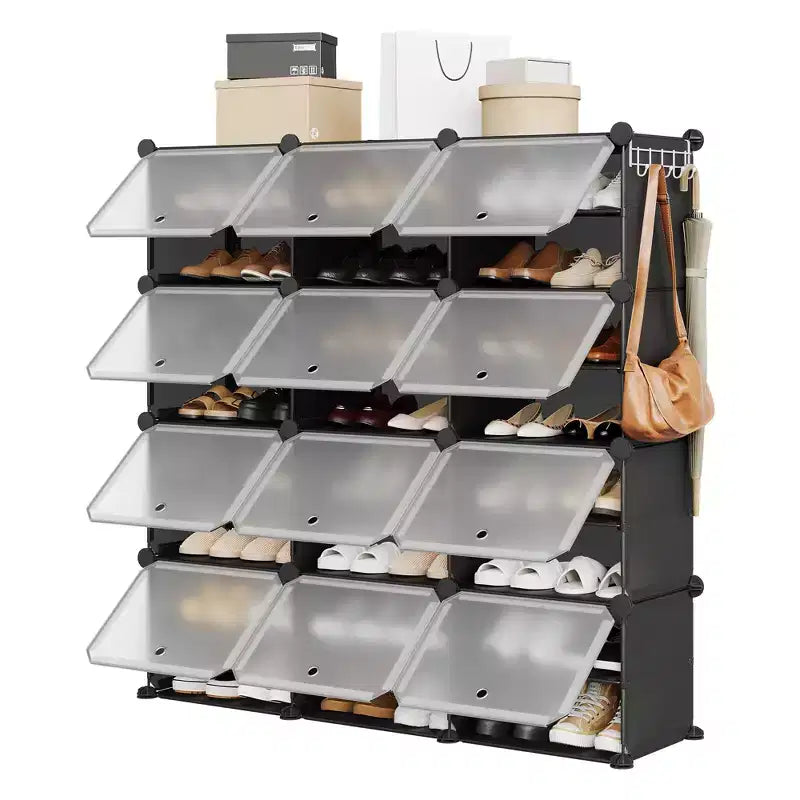 Shoe Rack, 8 Tier Shoe Storage Cabinet, Plastic Shoe Shelves Organizer for Hallway Closet Bedroom Entryway