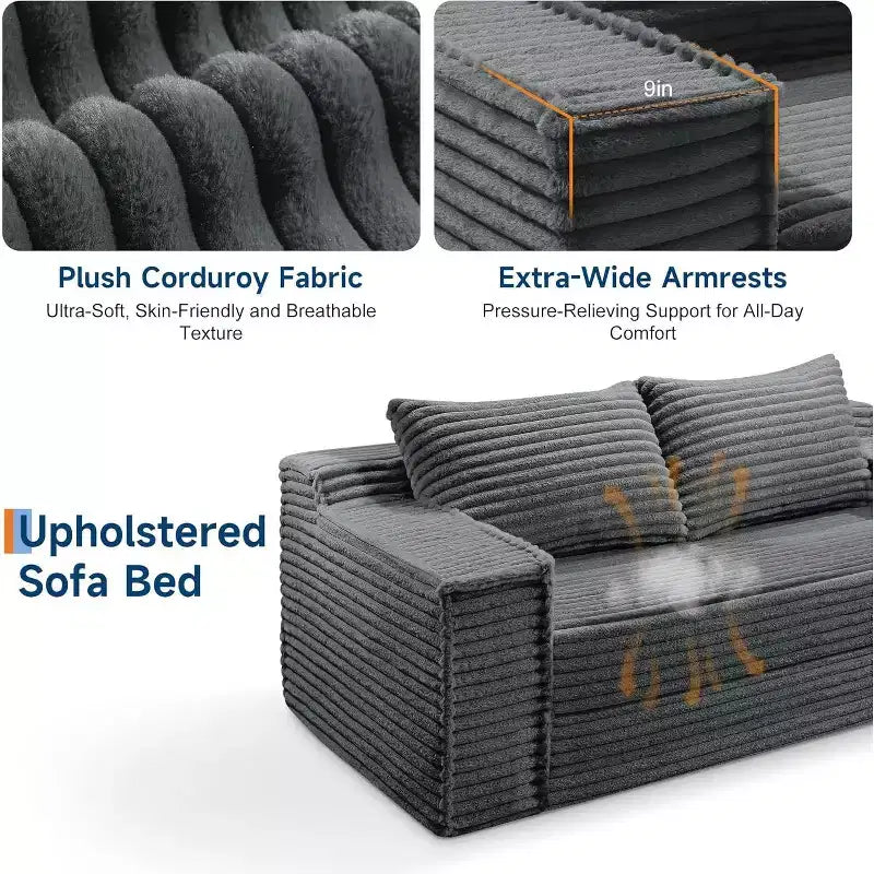 Divano Letto Convertibile con 2 Cuscini – Divano Letto Pieghevole 2-in-1, Nessun Montaggio Richiesto