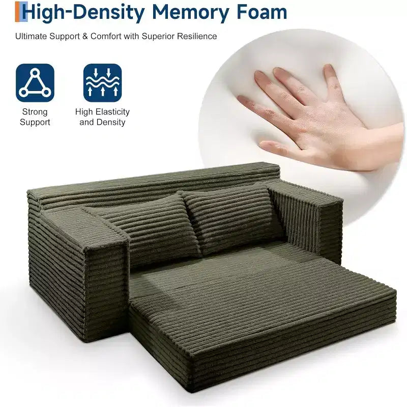 Divano Letto Convertibile con 2 Cuscini – Divano Letto Pieghevole 2-in-1, Nessun Montaggio Richiesto