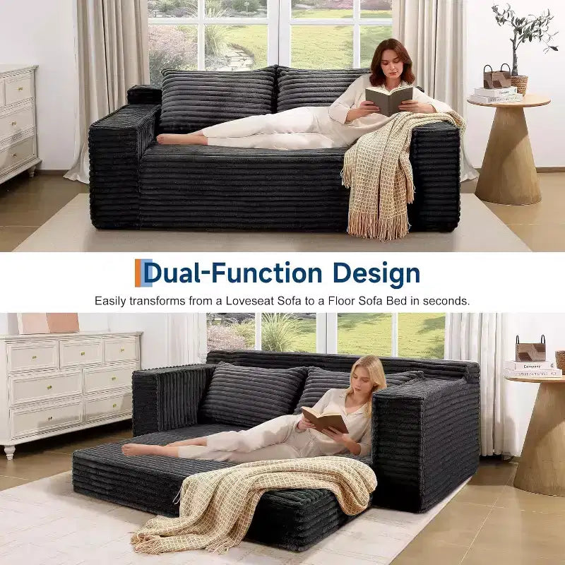 Divano Letto Convertibile con 2 Cuscini – Divano Letto Pieghevole 2-in-1, Nessun Montaggio Richiesto