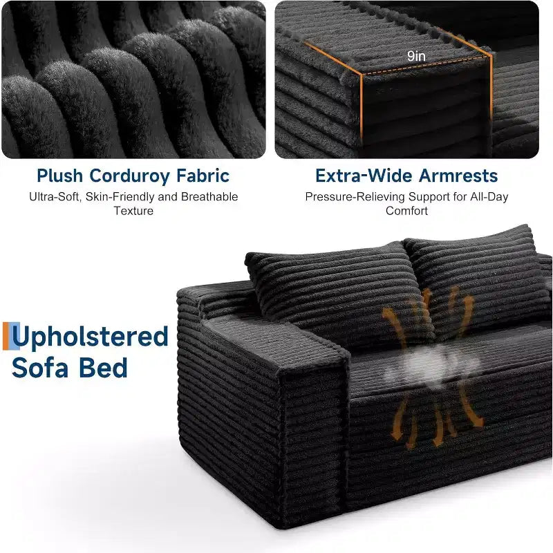 Divano Letto Convertibile con 2 Cuscini – Divano Letto Pieghevole 2-in-1, Nessun Montaggio Richiesto