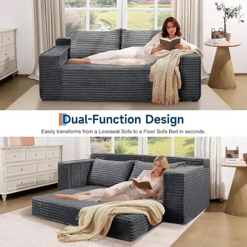 Divano Letto Convertibile con 2 Cuscini – Divano Letto Pieghevole 2-in-1, Nessun Montaggio Richiesto