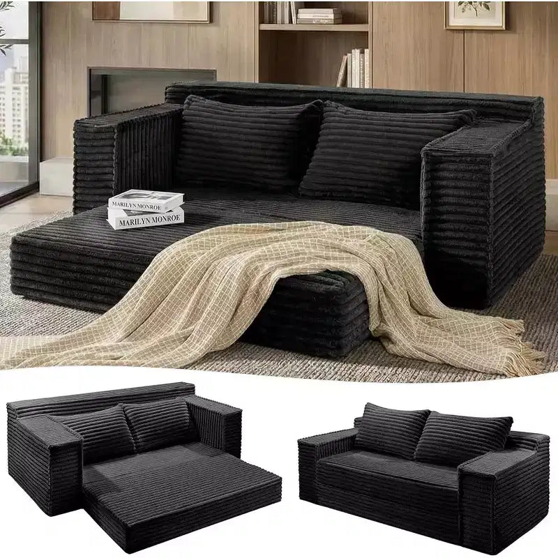 SunnyFurn 75 Convertible Sofa Bed with 2 Pillows - 2-in-1 Folding Sleeper Couch, No Assembly, for Living Room & Bedroom