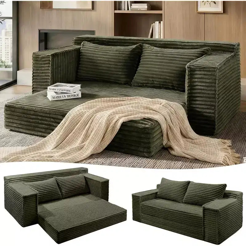 Divano Letto Convertibile con 2 Cuscini – Divano Letto Pieghevole 2-in-1, Nessun Montaggio Richiesto