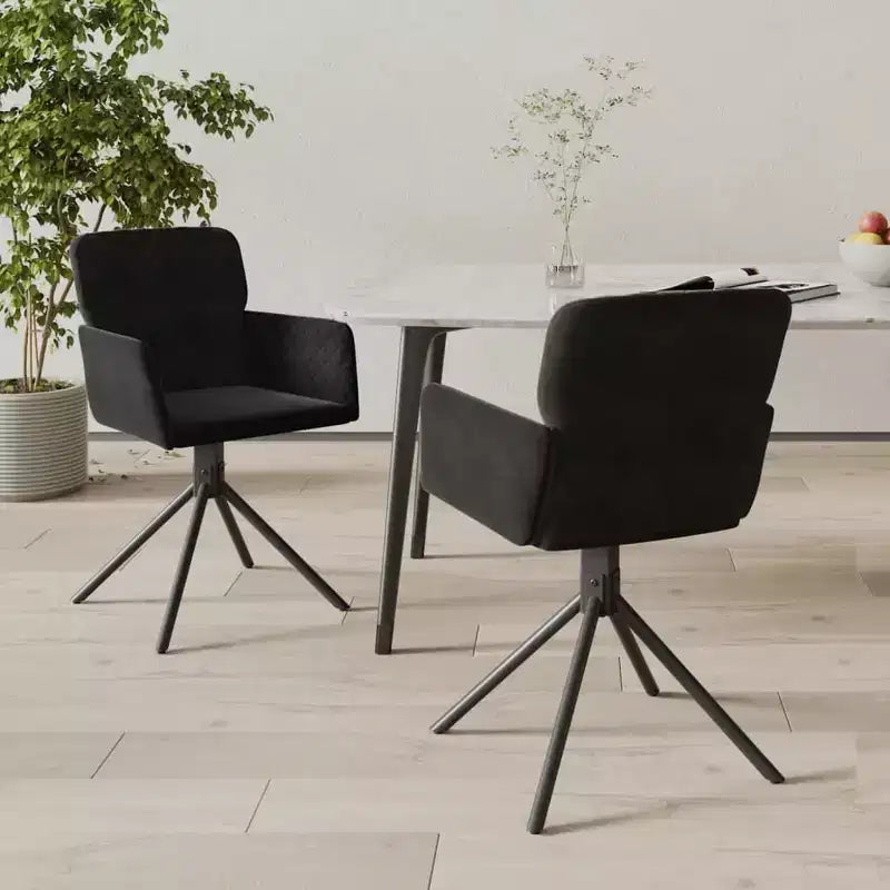 Set di 2 sedie da pranzo girevoli – Velluto nero