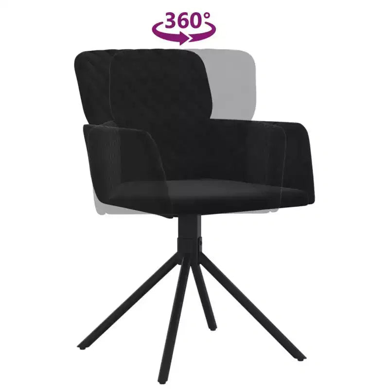 Set di 2 sedie da pranzo girevoli – Velluto nero